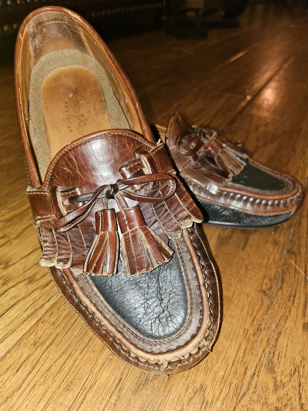Johnston & Murphy Brown and Black Tassel Leather Loafers